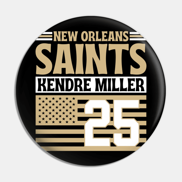 New Orleans Saints Miller 25 American Flag Football Pin by Astronaut.co