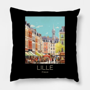 A Vintage Travel Illustration of Lille - France Pillow