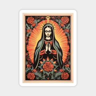 Vintage Retro Lithograph Virgin Mary Magnet