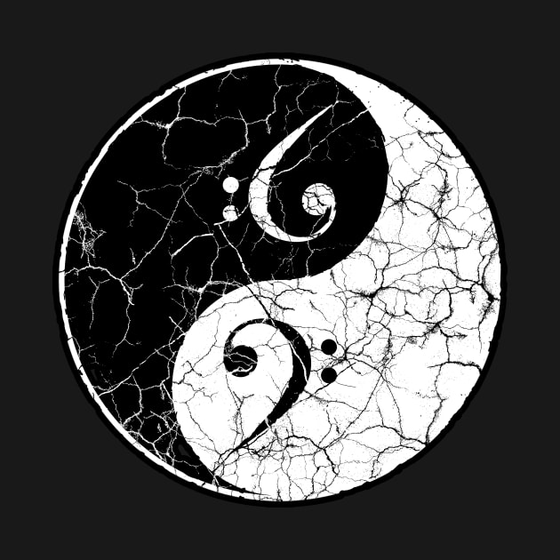 Yin yang-duality-Bass Cleff-Craquelure-Music by StabbedHeart