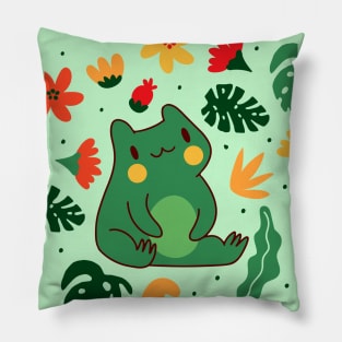 Cute Froggy Cottagecore Aesthetic Pillow