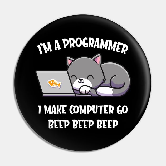 Funny Computer Cat Programmer Computer Scientist Pin by Foxxy Merch