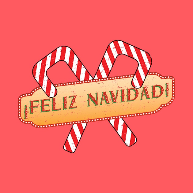 Feliz Navidad Candy Cane Spanish Christmas 2017 Distressed by lucidghost