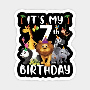 Its My 7th Birthday Safari Jungle Zoo Lovers Birthday Party Magnet