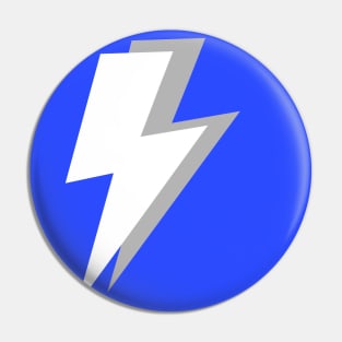 White and Grey Lightning on a Bright Blue Background Pin