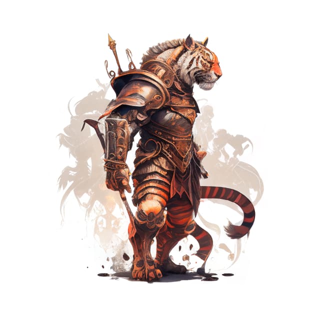Golden Tiger Warrior in armor by Cotetti