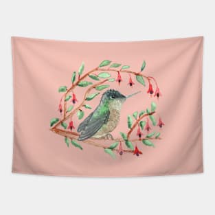 Beautiful wild hummingbird in watercolor for nature lovers Tapestry