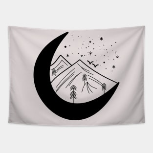 Cresent Moon over the Mountains Tapestry