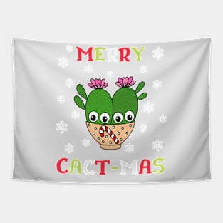 Merry Cact Mas - Cacti Couple In Christmas Candy Cane Bowl Tapestry