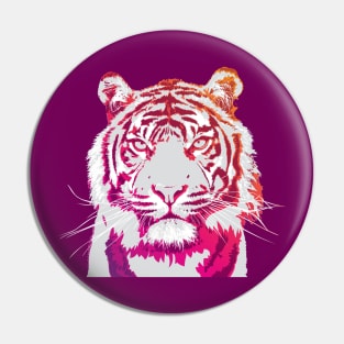 Bright Pink and Orange Neon Tiger Art Pin