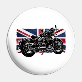 Bobber Bikies, Vintage Motorcycle Bike & Union Jack Pin