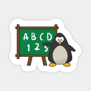 Penguin as Teacher with Blackboard in Class Magnet