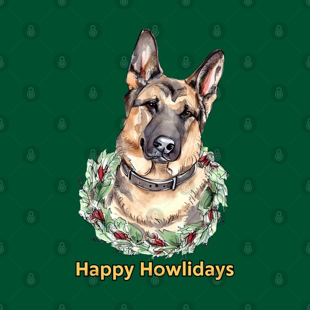 Happy Howlidays German Shepherd by ZogDog Pro