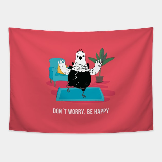 Colorful Feathered Friends: Happy Bird Parade Tee Tapestry by HelenSokolovaDesign