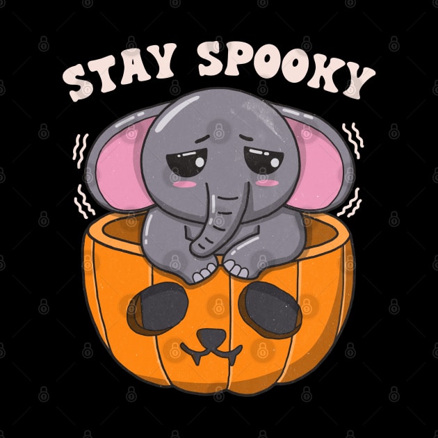 Cute Elephant Stay Spooky by Luna Illustration