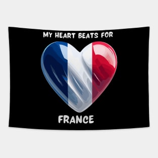 My Heart Beats For France Flag Tapestry