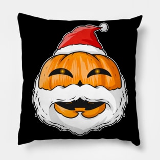 Pumpkin With Santa Beard And Hat Christmas Hallowxmas Pillow