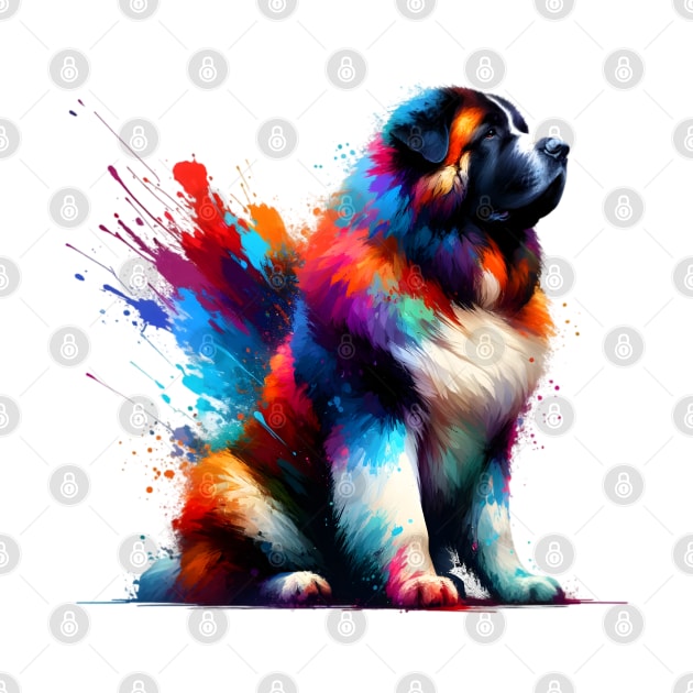 Vibrant Abstract Splash Caucasian Shepherd Dog Portrait by ArtRUs