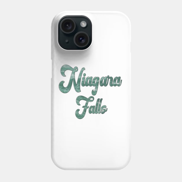 Niagara Falls Emerald Green Waters in Canada and USA, Word Art Script Typography Phone Case by Star58