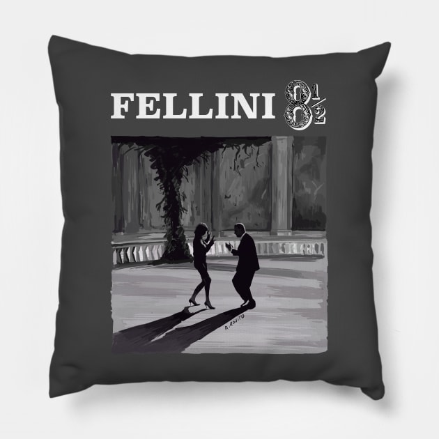 Fellini 8 1/2 Illustration - Dance Scene Pillow by burrotees