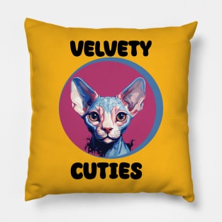 Velvety Cuties: Exploring the Enigmatic Sphynx Cat Breed" Pillow