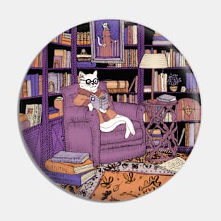 The Cat's Library Colour Version Pin