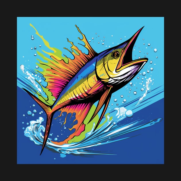 Marlin Fish Cartoon Pop Art 1 by AstroRisq