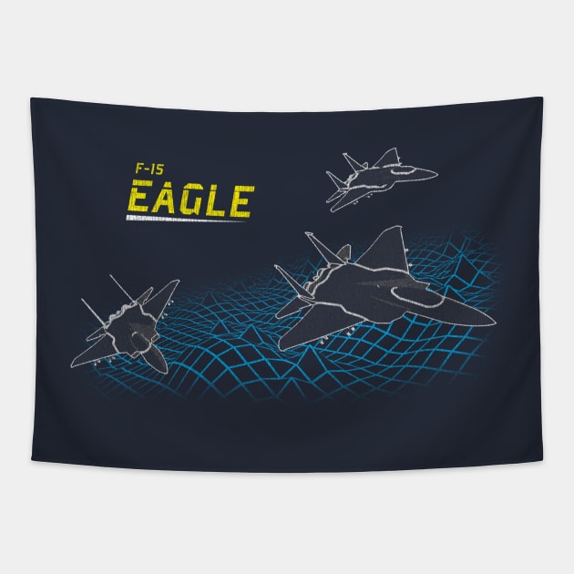 Vintage F-15 Eagle Fighter Jet Tapestry by patrickkingart