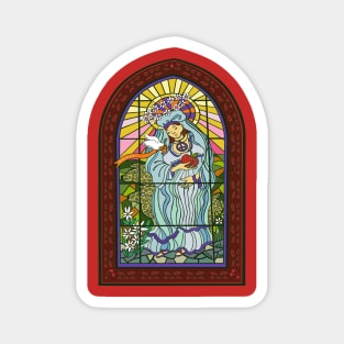 Way Cool Mother Mary Stained Glass Window Magnet