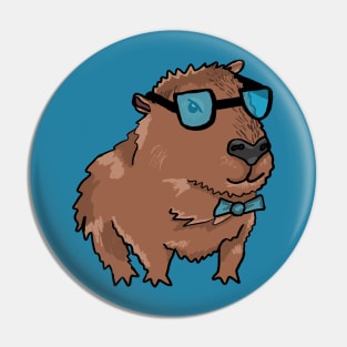 Capybara with bow tie and glasses Pin
