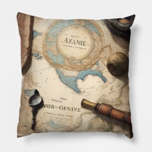 A vintage world map. Pillow