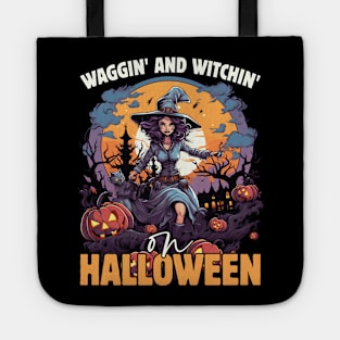 Waggin' & Witchin' Dog on Halloween Tote