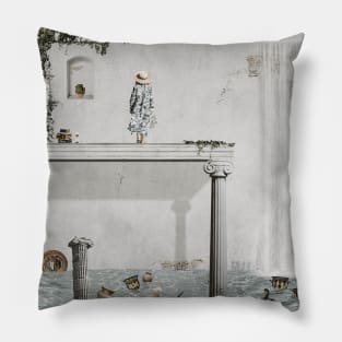 Abstract Greek Ruins Architecture Collage Water Artwork Pillow