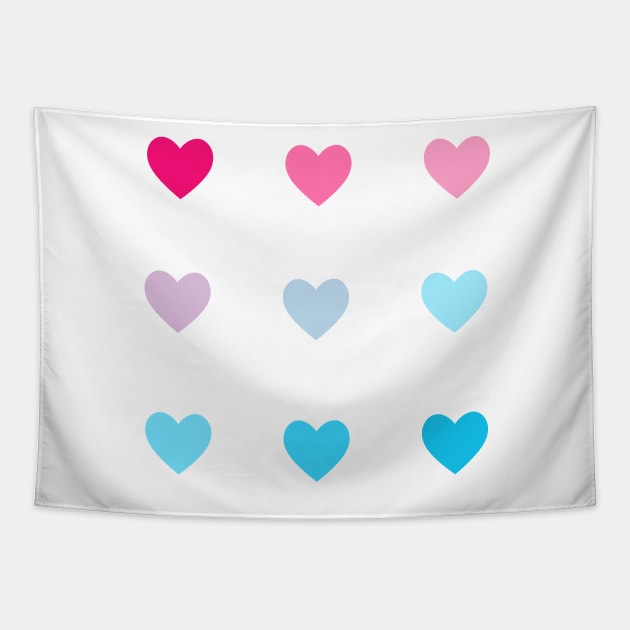 Mini Blue/Pink Hearts Sticker Pack Tapestry by casserolestan