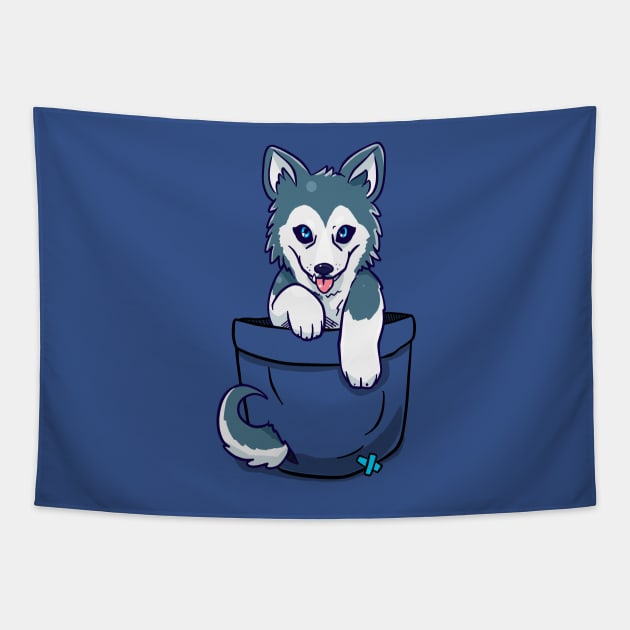 Pocket Cute Siberian Husky Tapestry by TechraPockets