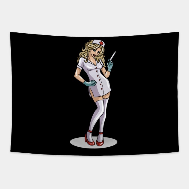 Sexy Nurse Tapestry by LetsBeginDesigns