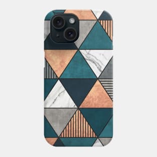 Copper, Marble and Concrete Triangles 2 with Blue Phone Case