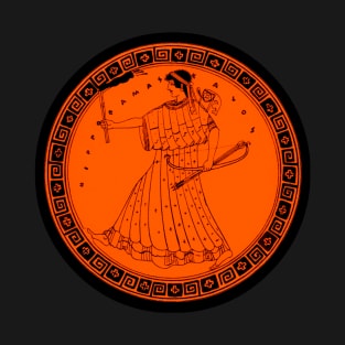 Goddess Artemis With Torch and Bow Attic Greek Vase T-Shirt