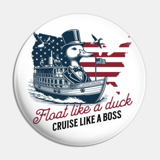 Duck cruise boat Vacation Family Matching Beach Retro Funny Pin