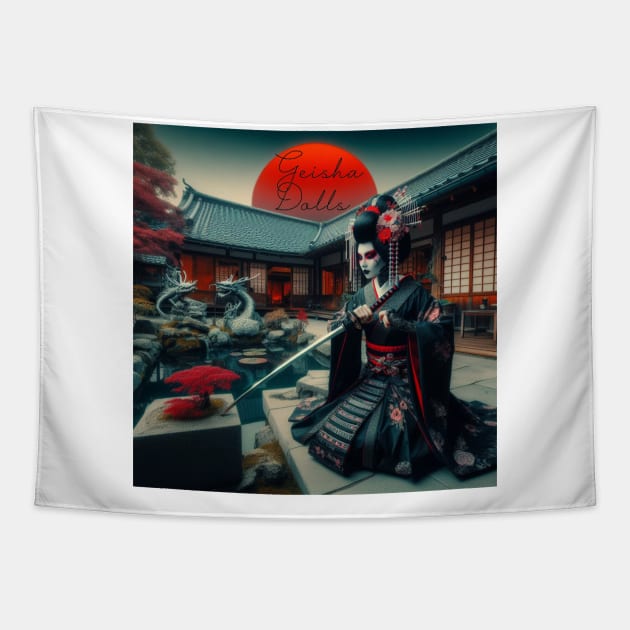 Geisha Dolls Tapestry by PlayfulPandaDesigns