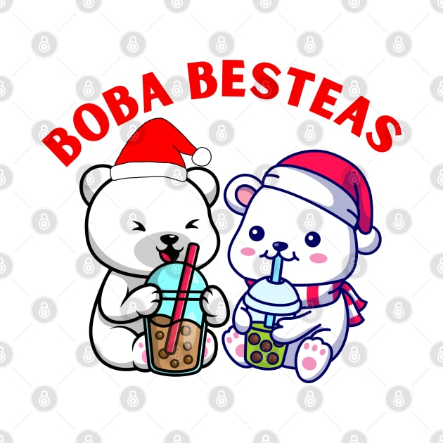 Christmas Boba bear cute bear loves Boba tea by Artist usha