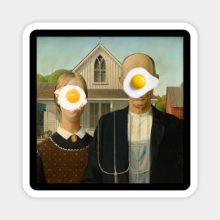 American gothic with egg face Magnet