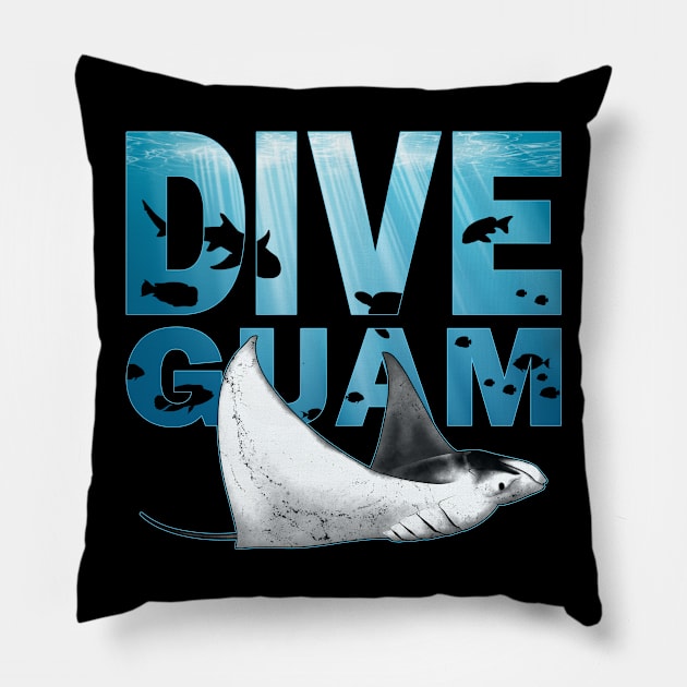 Giant Manta Ray Guam Diving Pillow by NicGrayTees