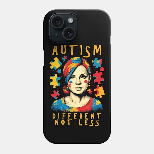 Different Not Less | Autism Awareness Positive Quote Phone Case by TMBTM