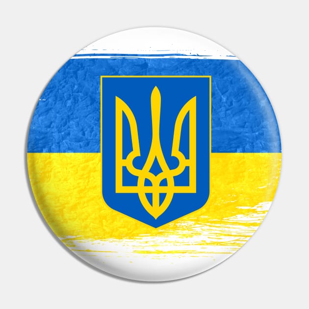 Ukraine Kiev flag - grunge brick stone Pin by GreekTavern