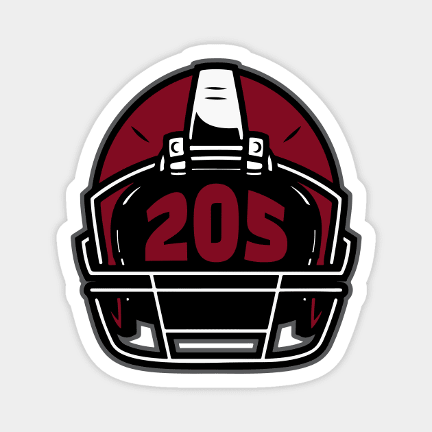 Retro Football Helmet 205 Area Code Tuscaloosa Alabama Football Magnet by SLAG_Creative