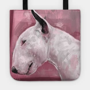 Artistic Painting of a Bull Terrier on Pink Background Tote