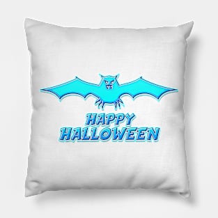 Blue Comics Style Happy Halloween Bat Sticker Coolest Gift Idea for Kids Pillow