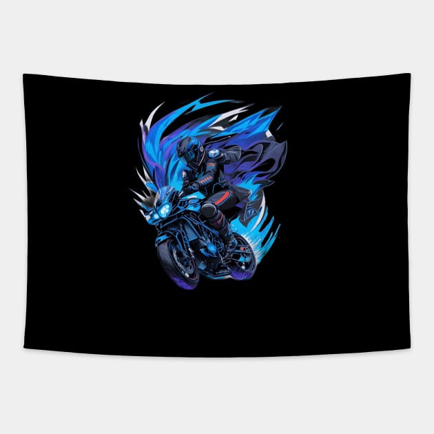 Blue Motorcycle Tapestry by JayDs Shop