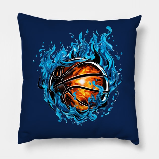 Abstract Burning Basketball Ball Pillow by mieeewoArt